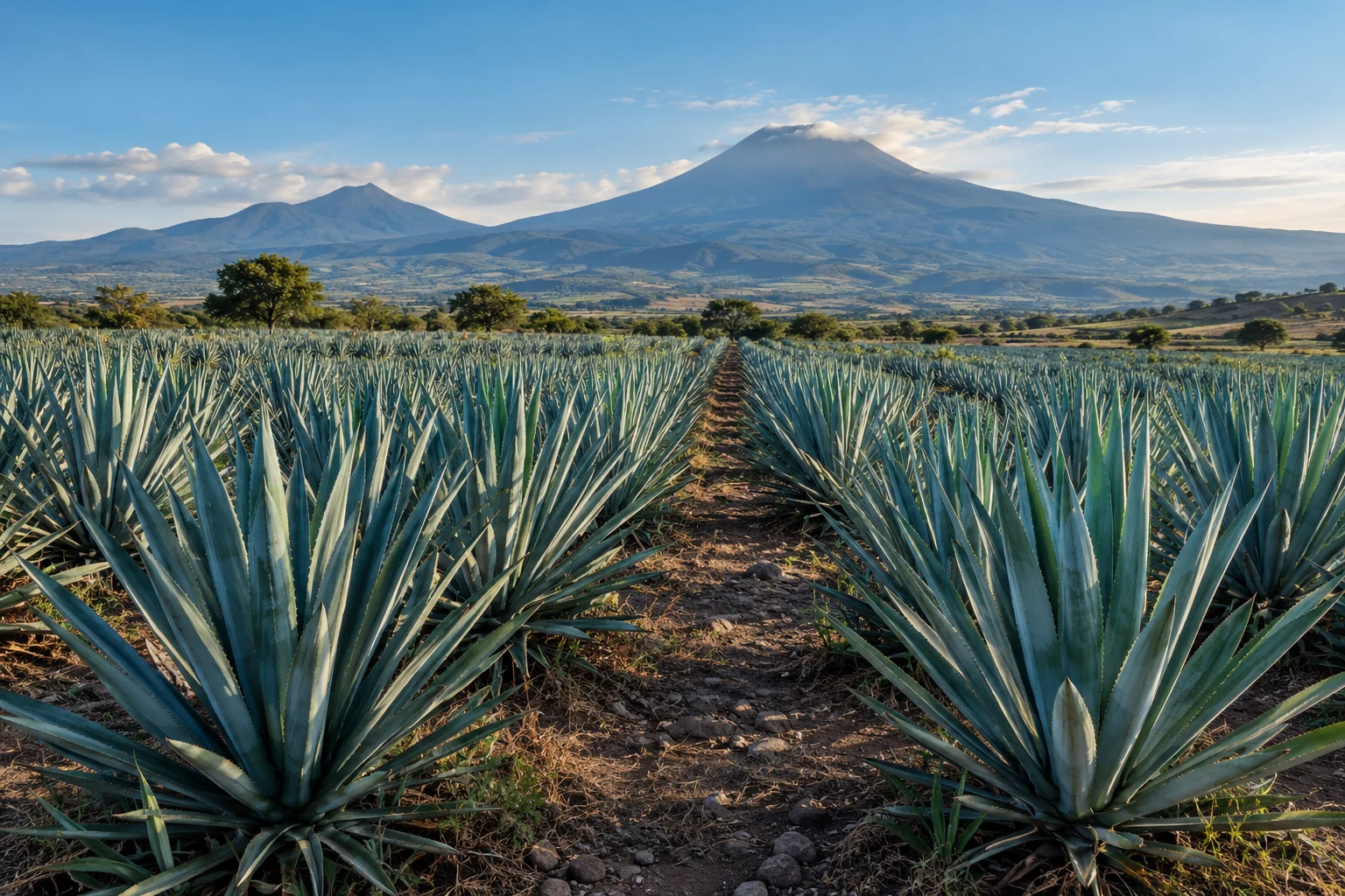 Escena ilustrativa de una plantación de agave